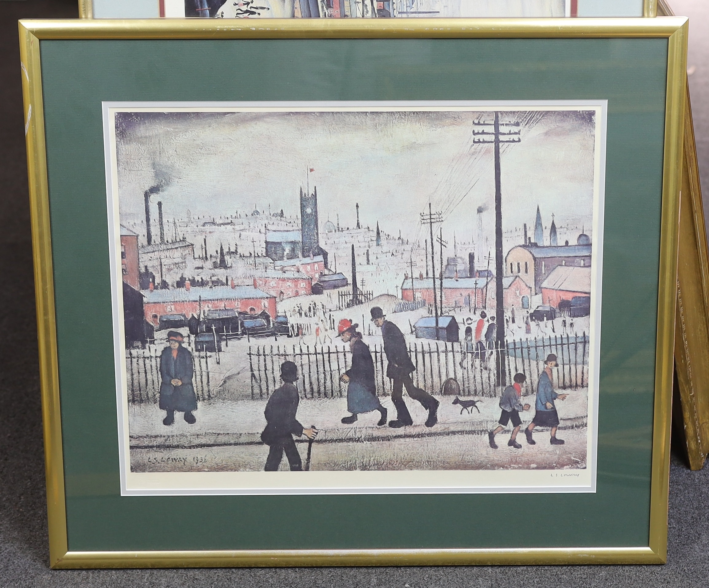 Laurence Stephen Lowry (English, 1887-1976), ‘View of a Town’, offset colour lithograph, 45.5 x 55.5cm